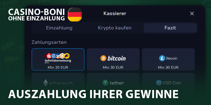 Beantragen Sie die Auszahlung Ihrer Guthaben, nachdem Sie den Bonus im Online-Casino umgesetzt haben